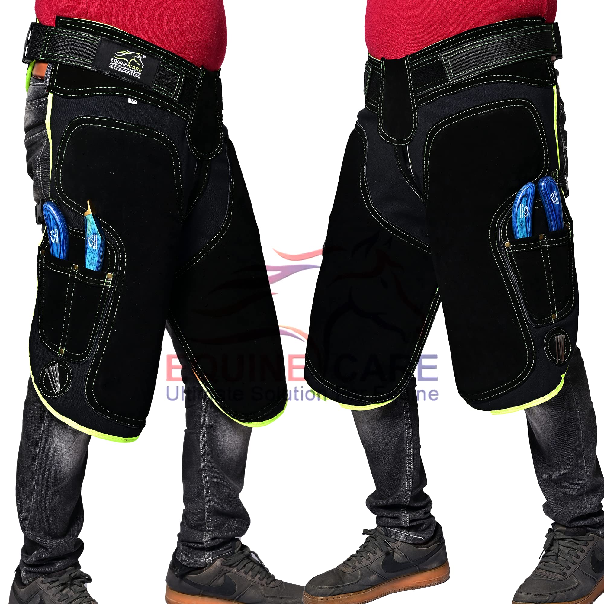 Equine Care Farrier Schürzen, Chaps aus 100 % Wildleder, Segeltuch, atmungsaktives Netzfutter, für Damen, 59 cm