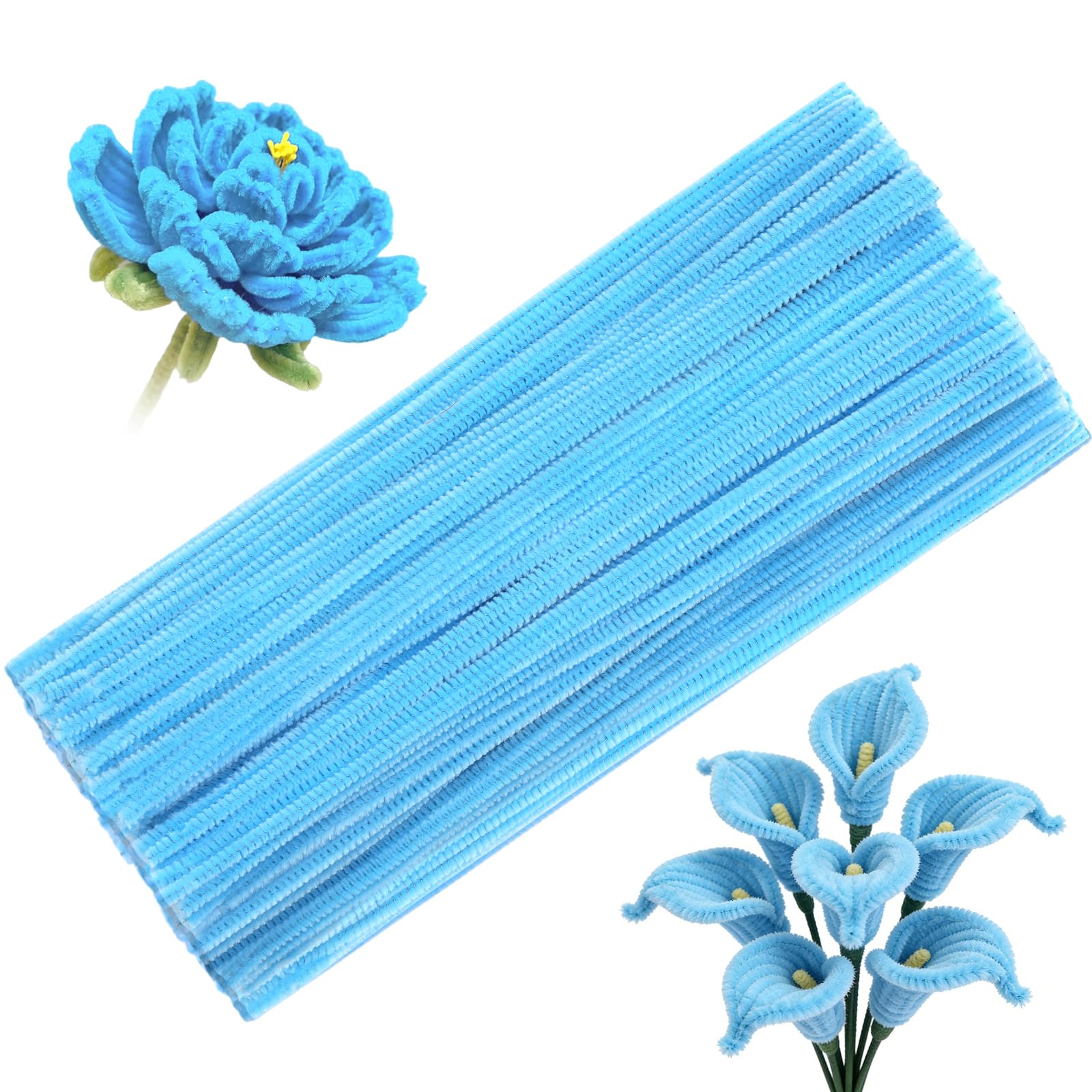 100 Pcs Pipe Cleaners Bulk Craft Suppies Light Blue Pipe Cleaners