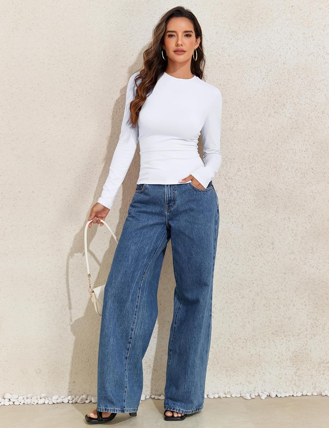 Long Sleeve Cotton Shirts for Women Slim Fit Crewneck Jersey T Shirt Casual Going Out Tops Basic Tee - Image 9