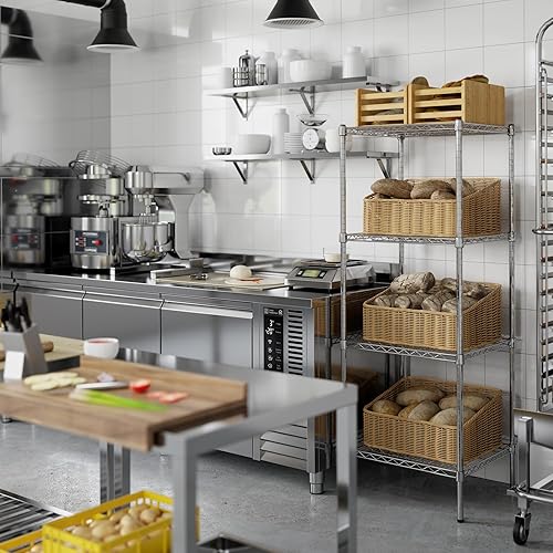 Miniatura 19 de Kit de estantería de alambre cromado de 4 niveles de 24 pulgadas de profundidad x 24 pulgadas de ancho x 64 pulgadas de alto Unidad de estante