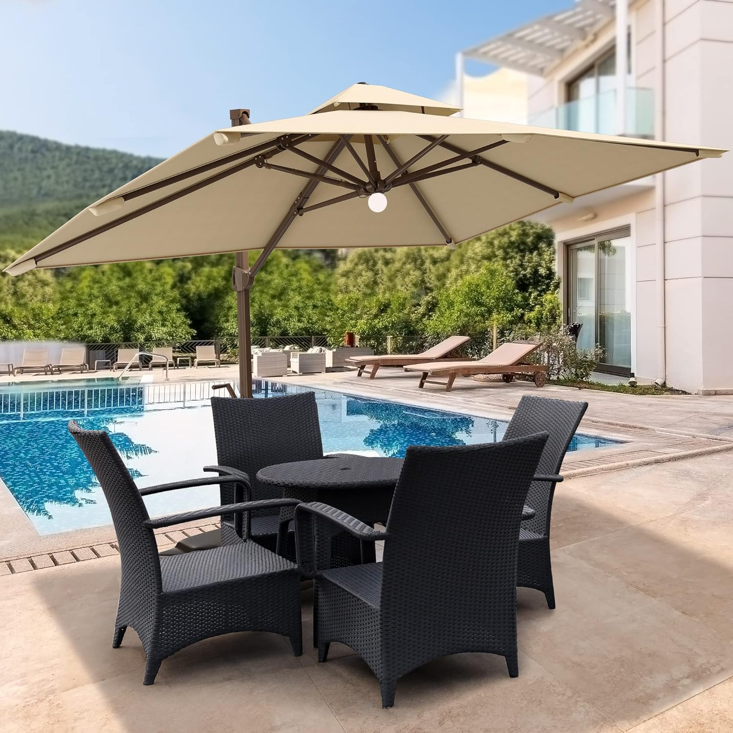 YITAHOME 9x12ft Deluxe Square Offset Patio Umbrella