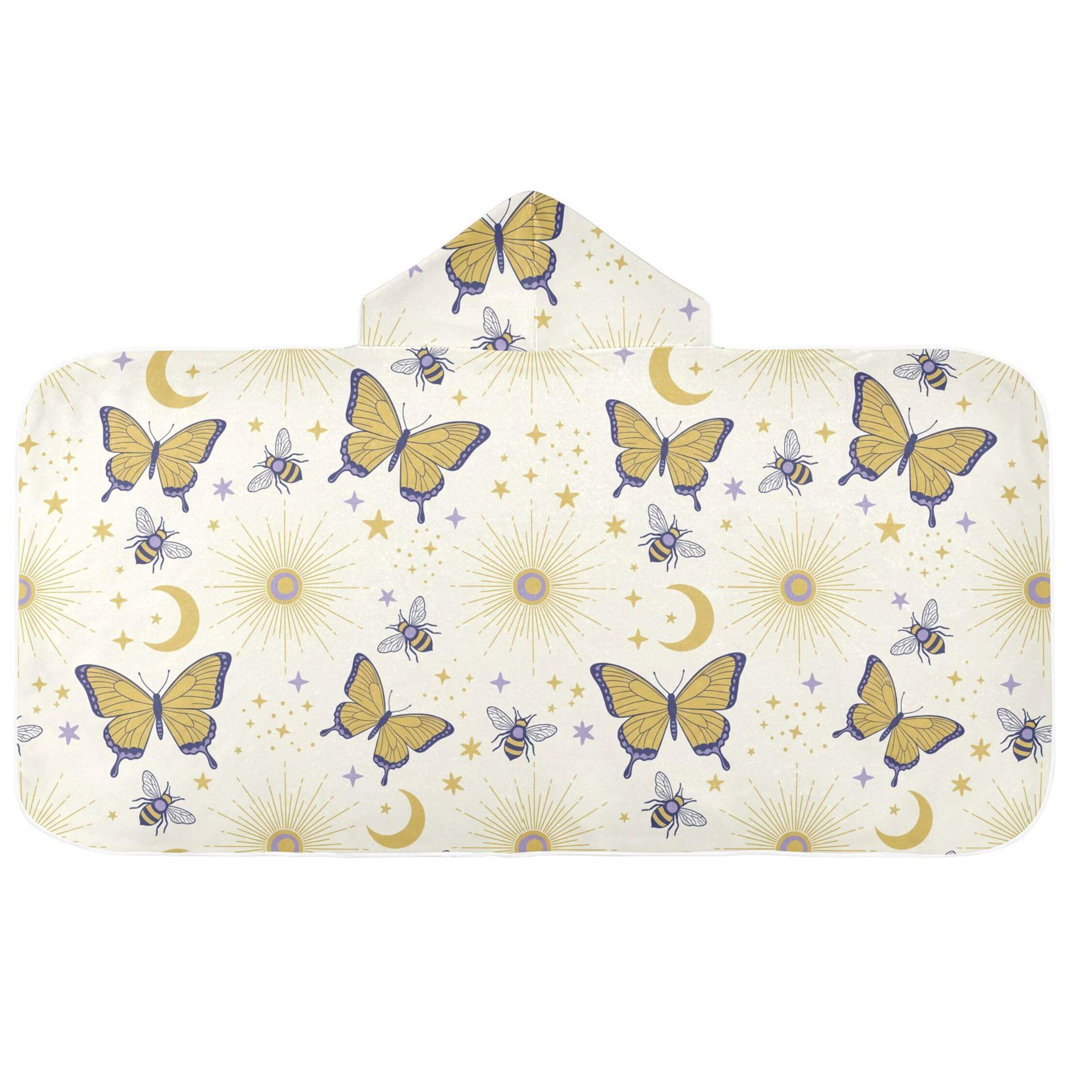 Fuauuyl Boho Butterfly Moon Hooded Baby Bath Towel Soft & Breathable Towel for Newborns Infants Toddlers, Nursery Essential