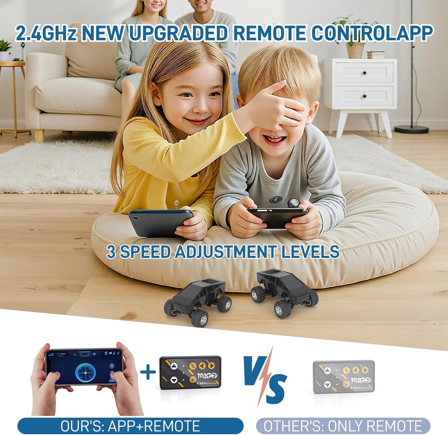 Toy RC Remote Control Car for Boys Aged 3 4 5 6, 1:64 Scale Rc Toy Truck with 2.4GHz Speed Control 3 Speed Modes, Diecast Alloy Toy Trucks Gifts for Boys and Girls