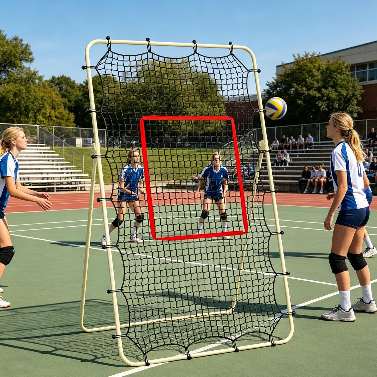 Rebounder do siatkówki, , z akcesoriami, siatka, trener, na kort basenowy, plażę, do domu, na siłownię, do szkoły, parku, nastolatków, dorosłych, trenerów