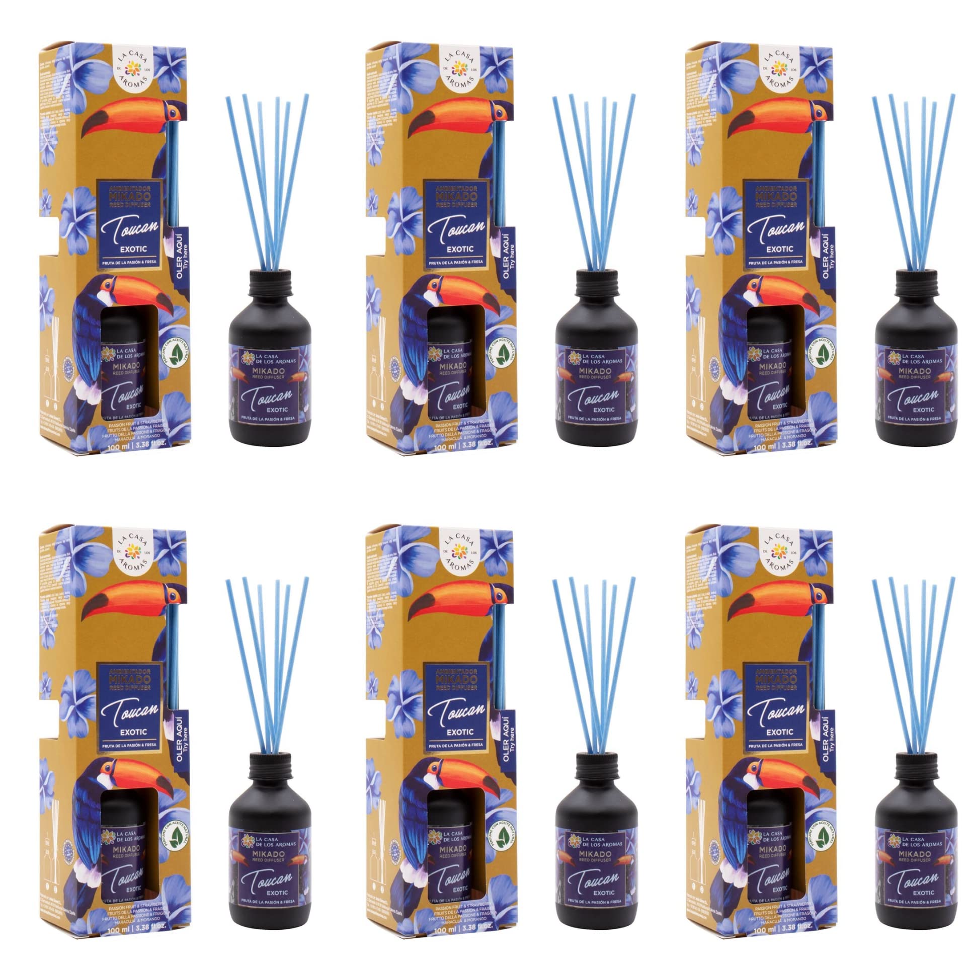 BricoLoco.com. Odświeżacz powietrza Mikado TOUCAN EXOTIC 100 ml. Wygodniejszy i bezpieczniejszy niż świece. Odświeżacz powietrza, dom, pokój. Owoce pasji (6)
