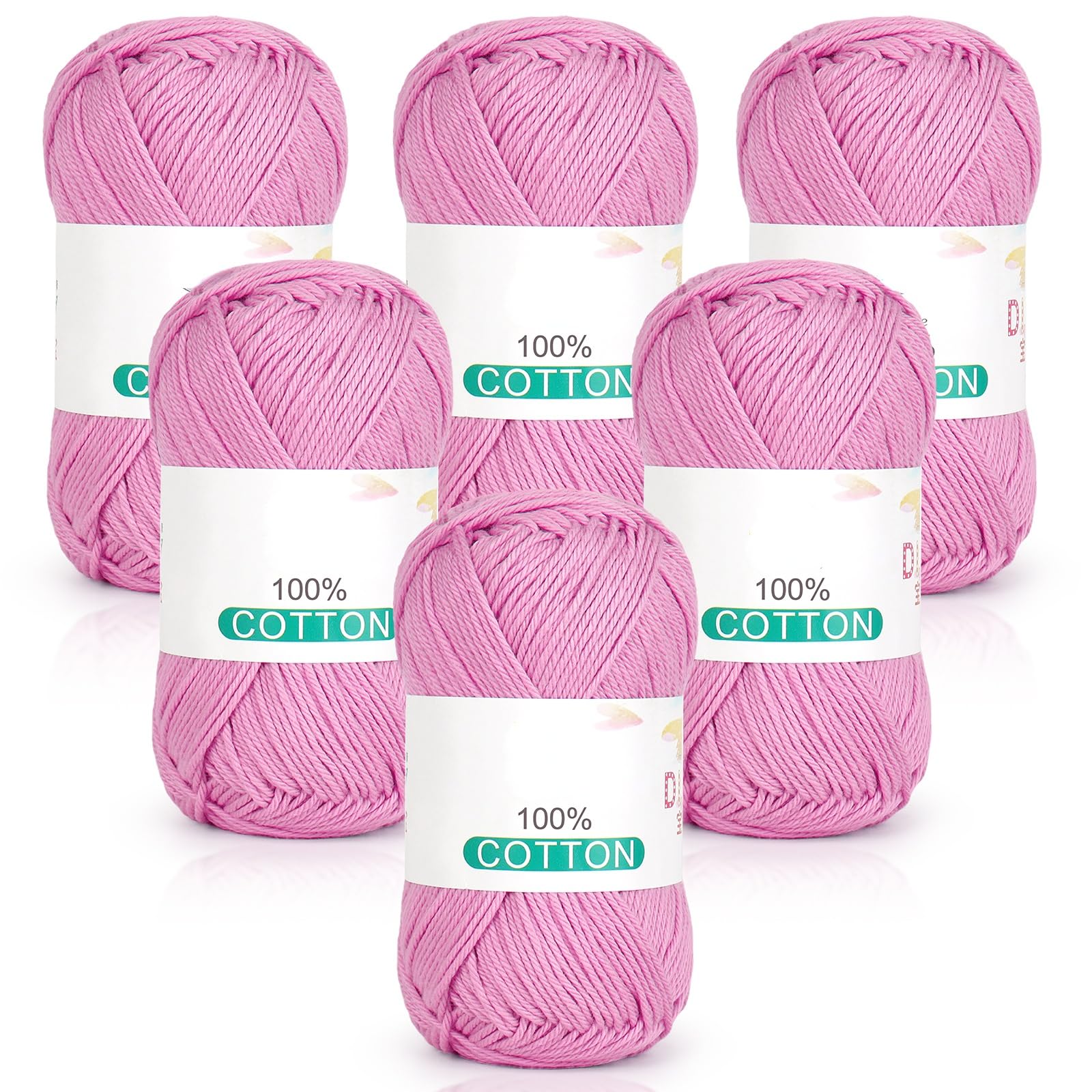Reessy 100% Cotton Yarn for Crochet and Knitting 6 Skeins (50g Each, 300g Total)