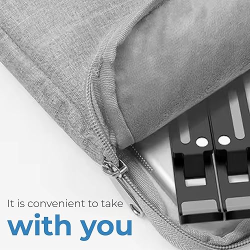 Miniatura 7 de Soporte ajustable de aluminio para laptop, altura de 7 niveles y elevador de inclinación para escritorio, soporte plegable ergonómico, duradero,