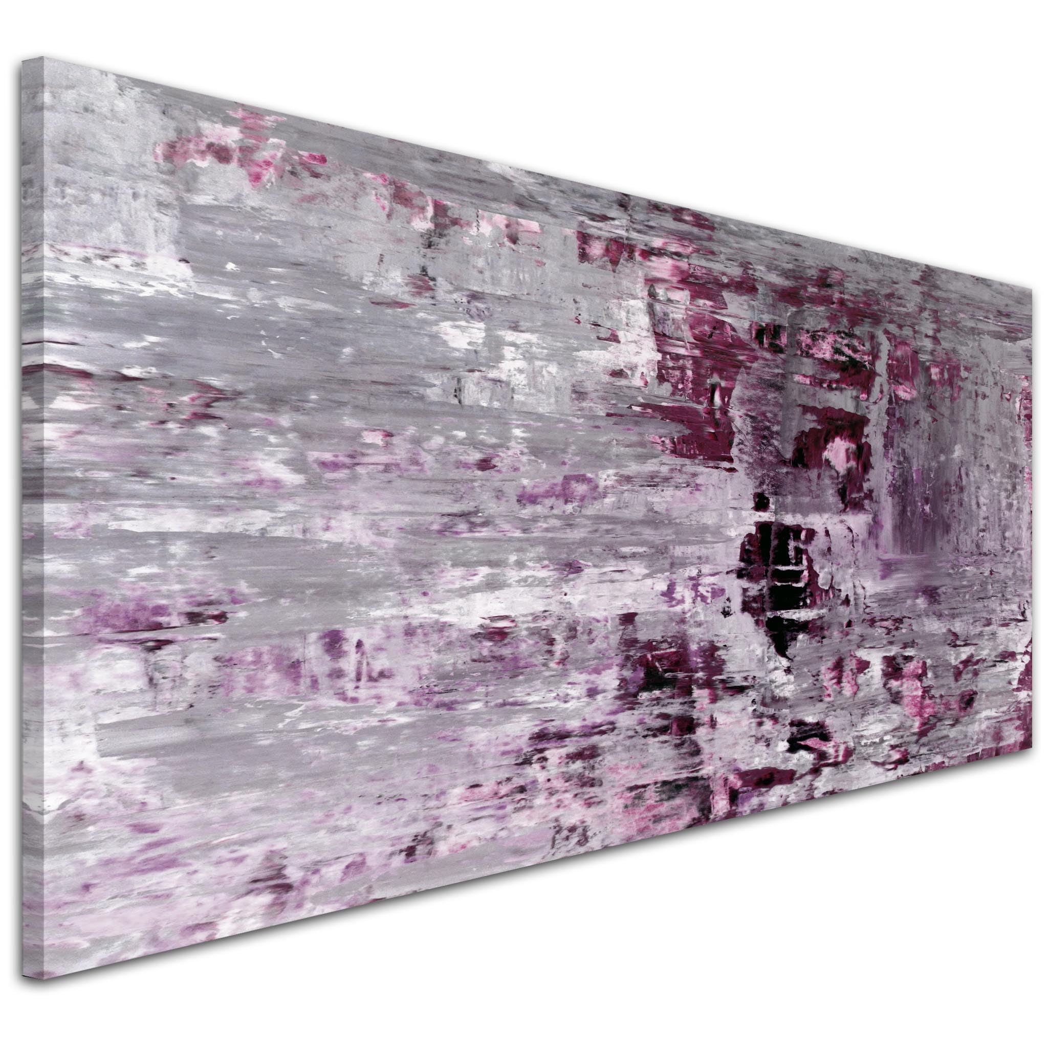 Wallfillers Plum Grey Abstract Painting Canvas Wall Art Print - 1359-118x49cm