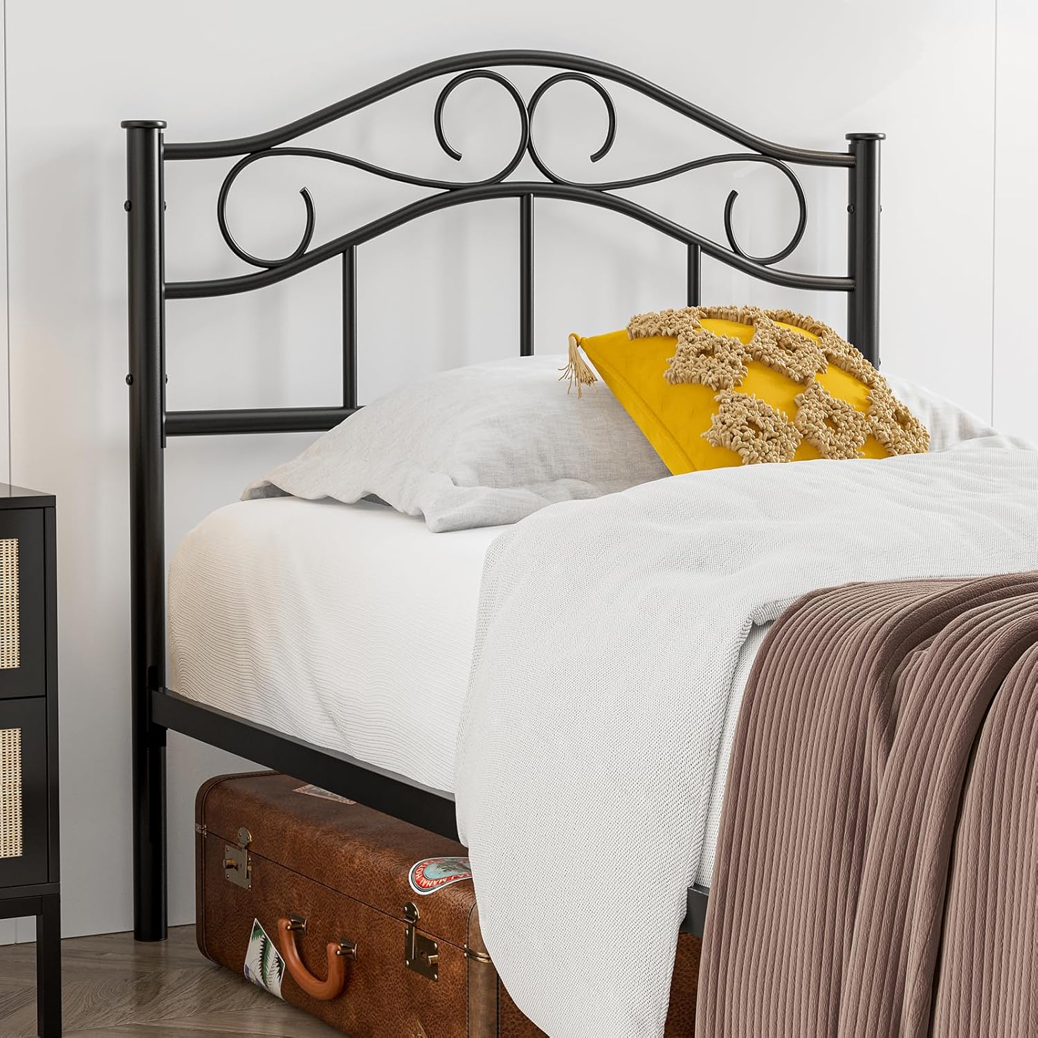 IKIFLY Metal Twin Size Headboard, Adjustable Height, Steel