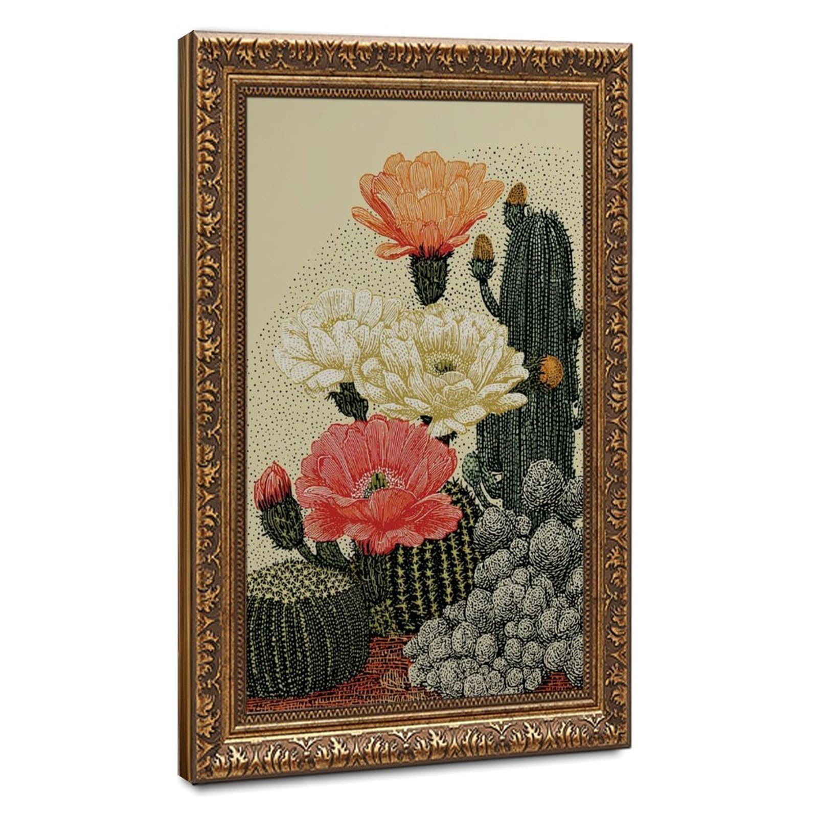 Pyberon Clear Blooming Cacti, Southwestern Desert Canvas Poster Bedroom Decor Landscape Office Room Decor Gift 24" L X 36" W
