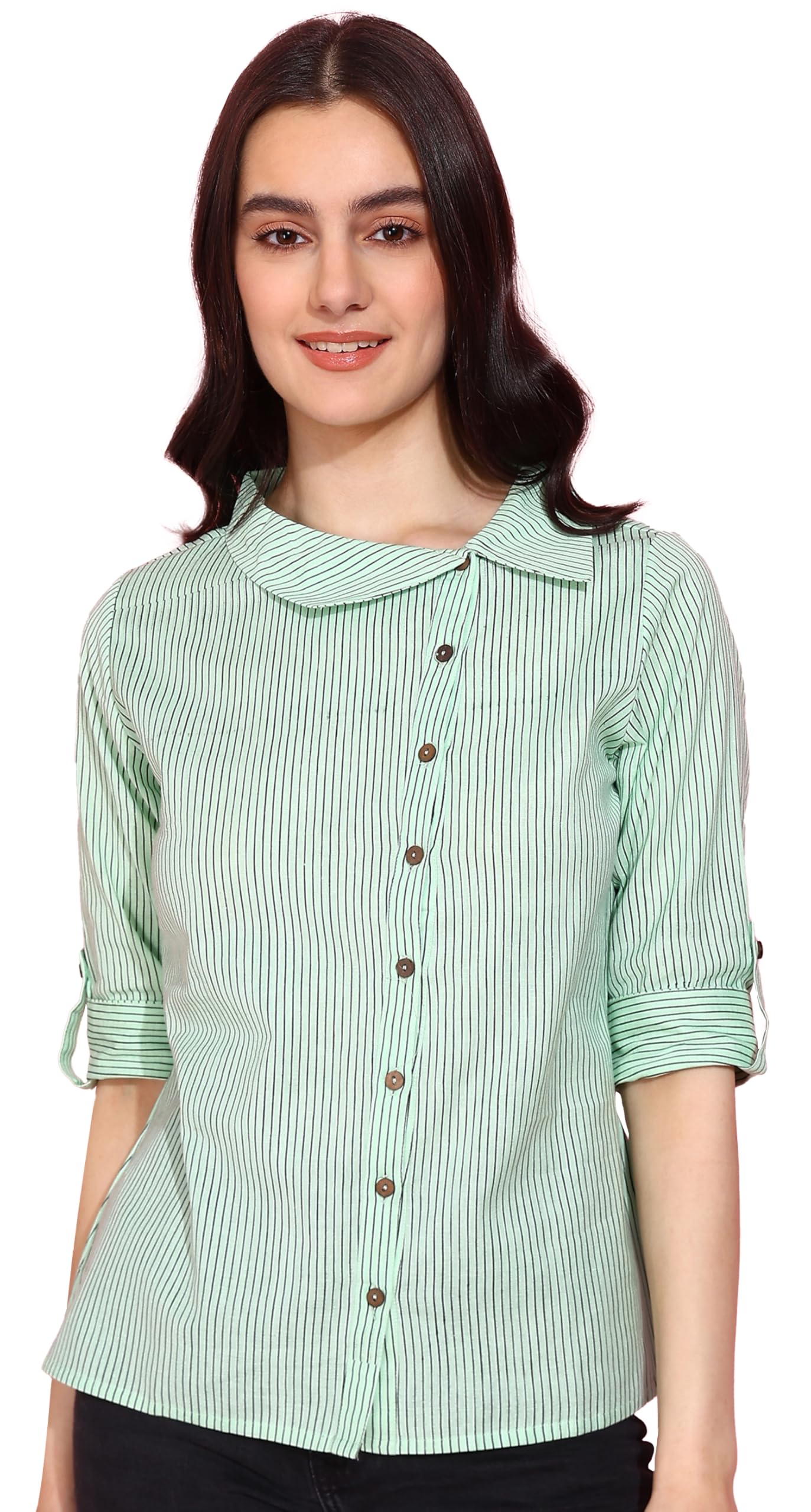 Yash Gallery Women's Cotton Flex Stripe Printed Regular Fit Straight Top for Women