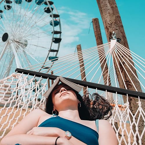 Miniatura 2 de SZHLUX Hamacas de doble cuerda, hamaca tradicional de algodón tejida a mano con almohada desmontable y funda de transporte para exteriores, interior