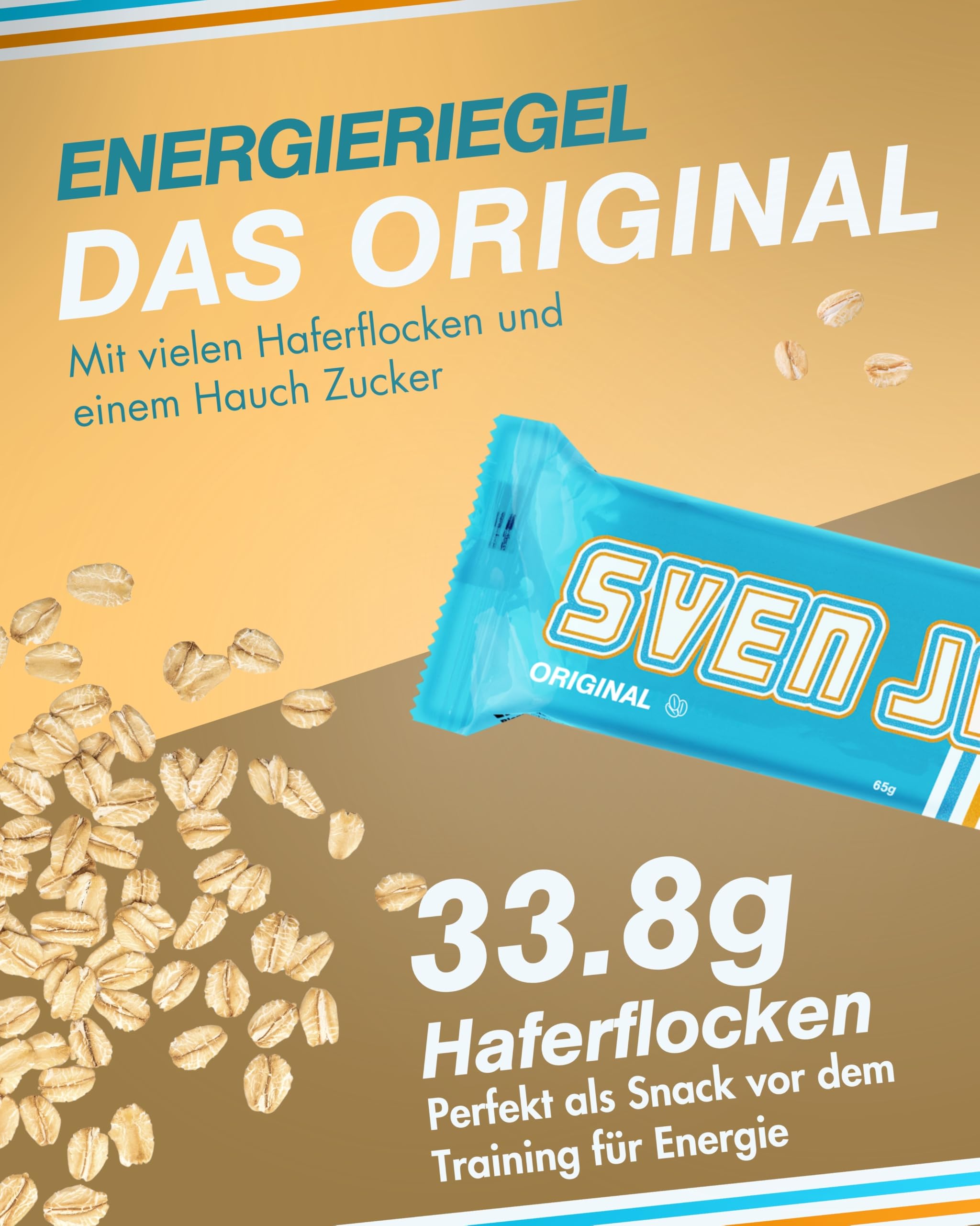 Sven Jack (Energy Cake) Haferriegel Original 20x 65g I Haferflocken Energieriegel I Veganer & Laktosefreier Haferriegel I Langkettige Kohlenhydrate & wenig Zucker I Müsliriegel