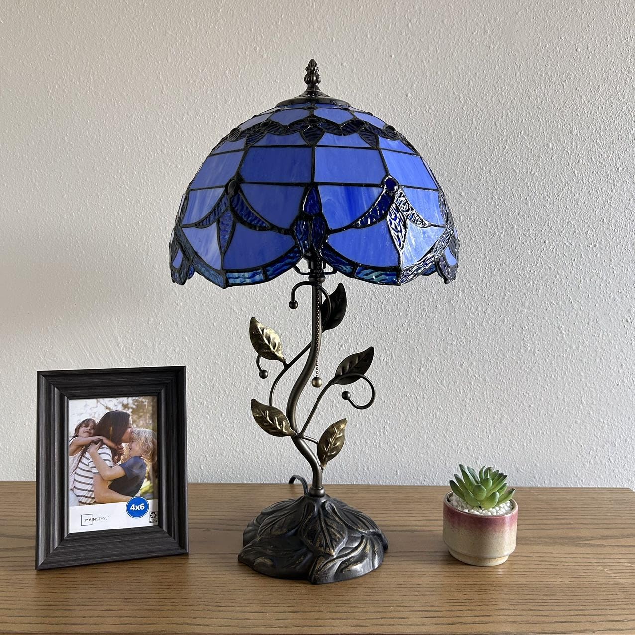 enjoy decor lamps Stained Glass Table Lamp Blue Baroque Style LED