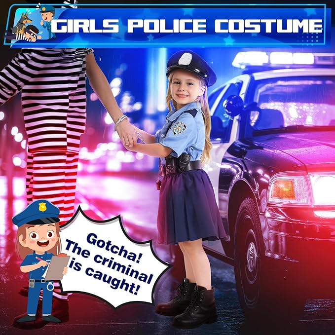 Disfraz de Policia para Niñas 5-10 Años miniatura 3