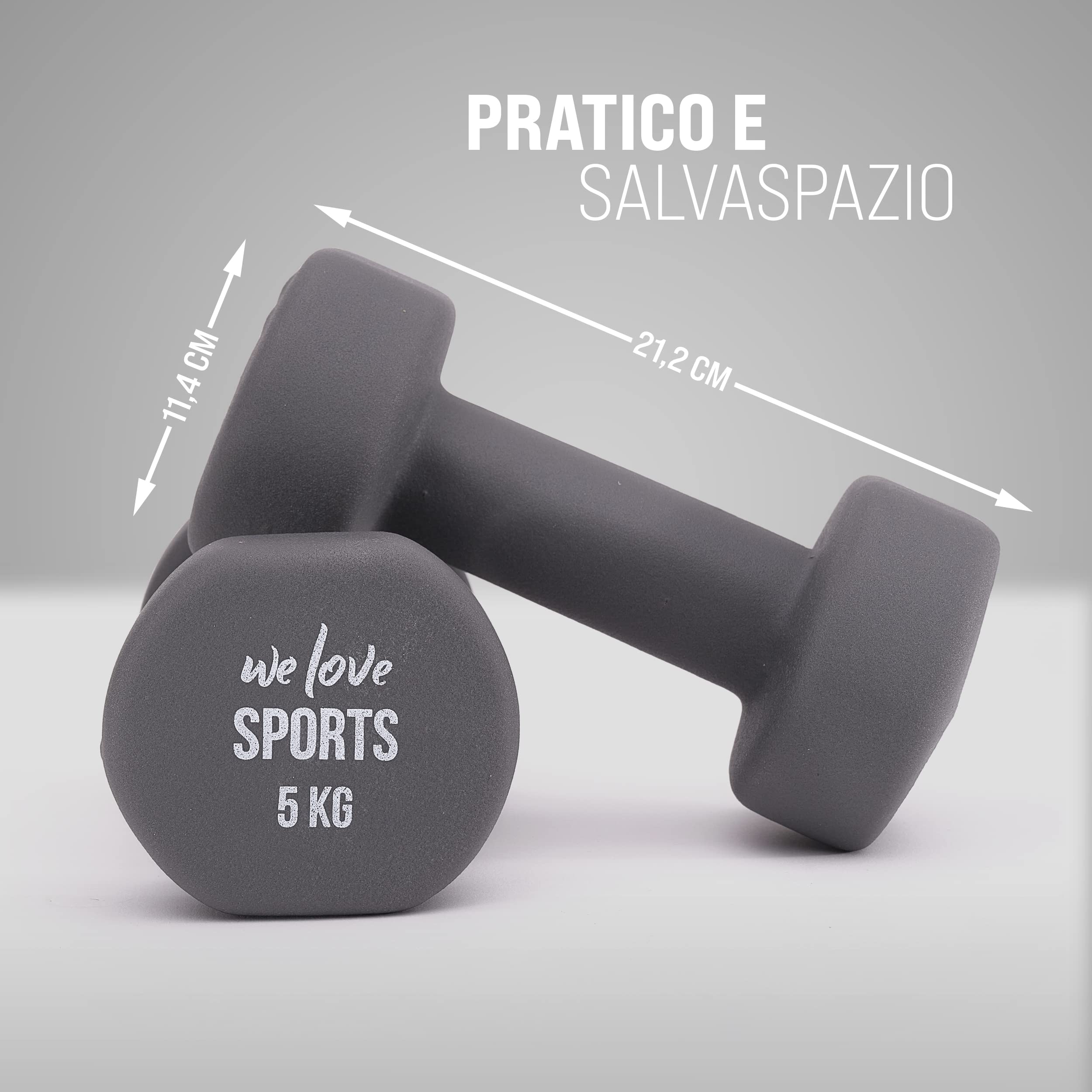 Set 8 Manubri BAKAJI Con Valigetta - 0.5kg, 1kg, 1.5kg, 2kg, Rivestimento Gomma Antiscivolo - Foto 9