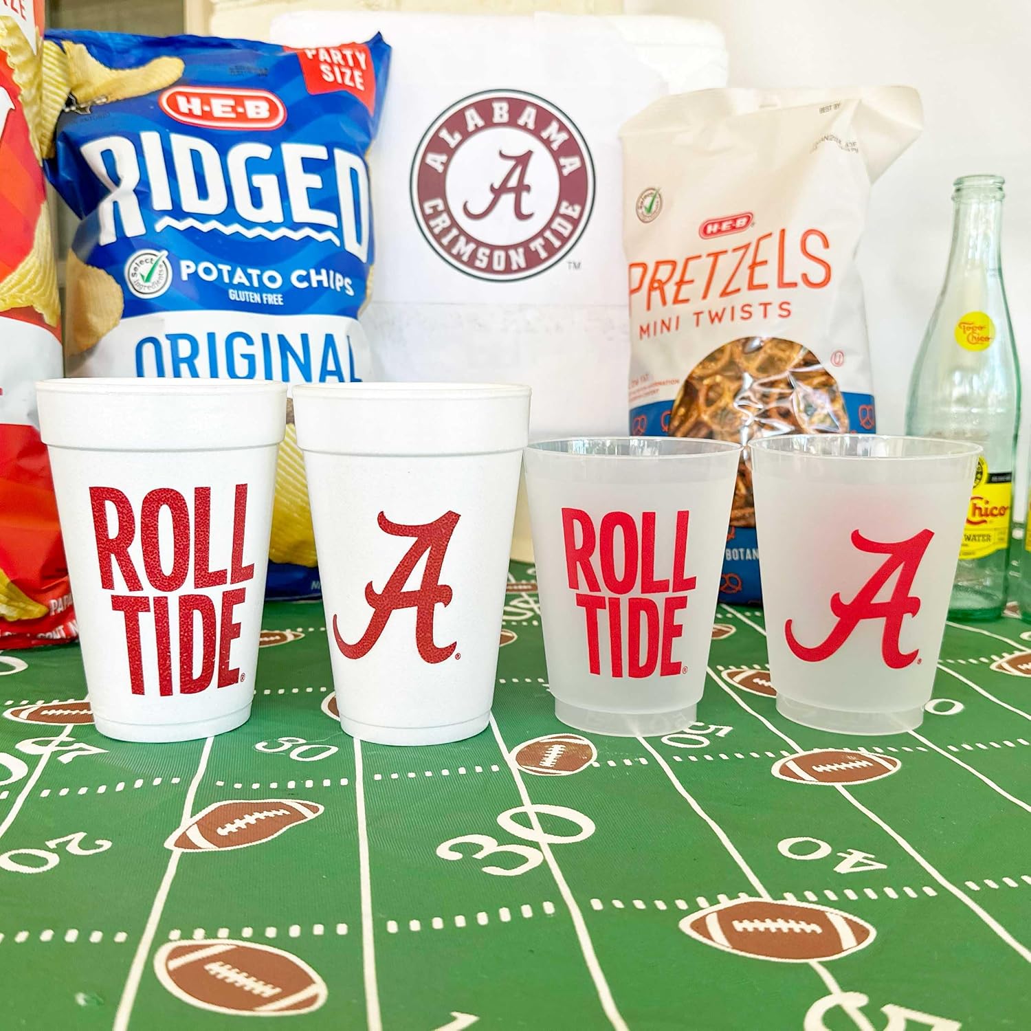 Officially Licensed University of Alabama logo / Roll Tide Printed Foam Disposable Cups 16 oz - Insulated Coffee Cups 10 Pack - Cute Cup set for Alabama decorations, Football party favors, Tailgating - Image 3