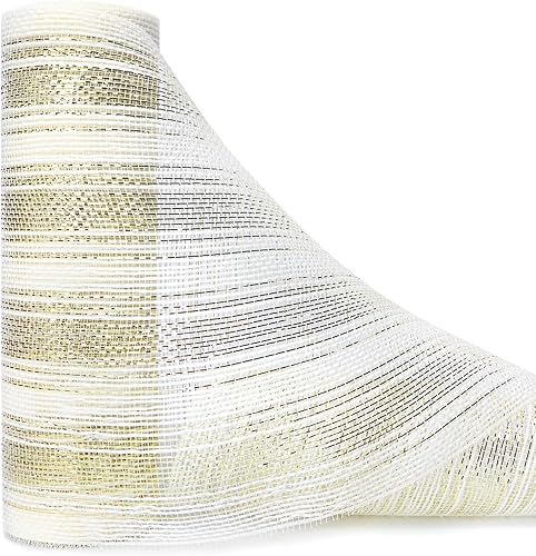 Miniatura 9 de Ribbli Cinta de malla metálica dorada champán, lámina de lujo y tira de purpurina para árbol de Navidad, corona, guirnaldas de boda, 10 pulgadas x