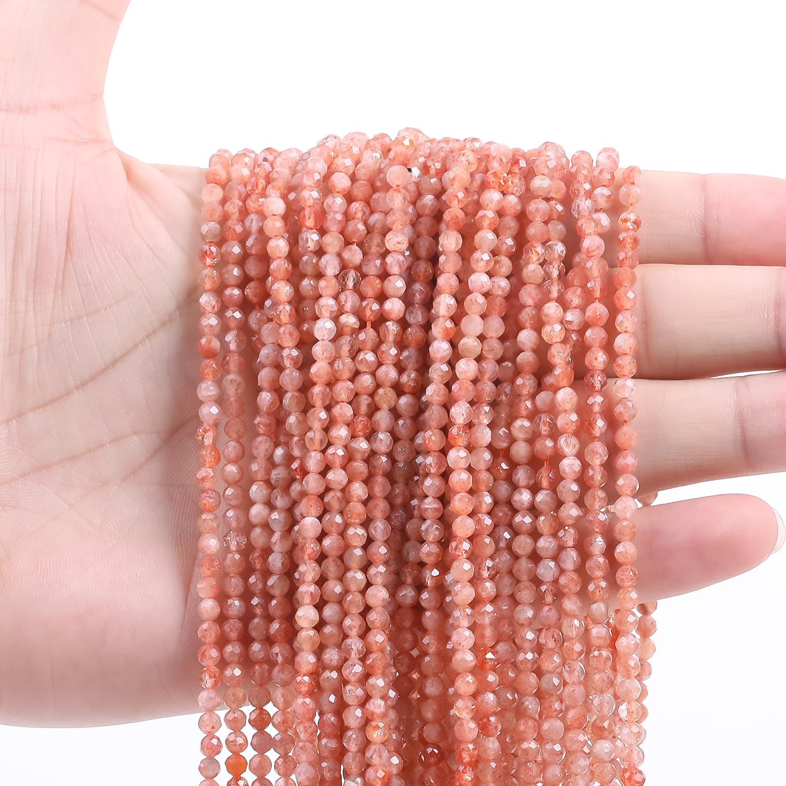 3mm Faceted Natural Stone Beads for Jewelry Making AAA Quality Gemstone Beads Gold Sun Stone Beads 120pcs Micro Laser Cut Round Loose Beads Charms for DIY Jewelry 16.5''Healing Stone Beads