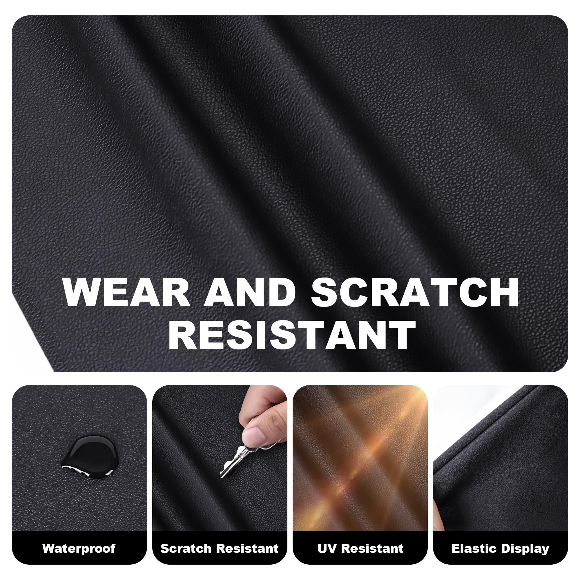 Faux Leather, Marine Vinyl PVC Leather for DIY Upholstery, Sofa Car Boat Seat Repair, Waterproof & Easy to Clean, Black (1 FT 55x12 Inch) - 4