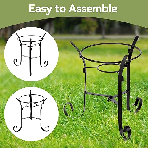 Miniatura 9 de Lily's Home Soporte de bola de metal para globos de observación de jardín de metal y vidrio de 8-10 pulgadas. Negro.