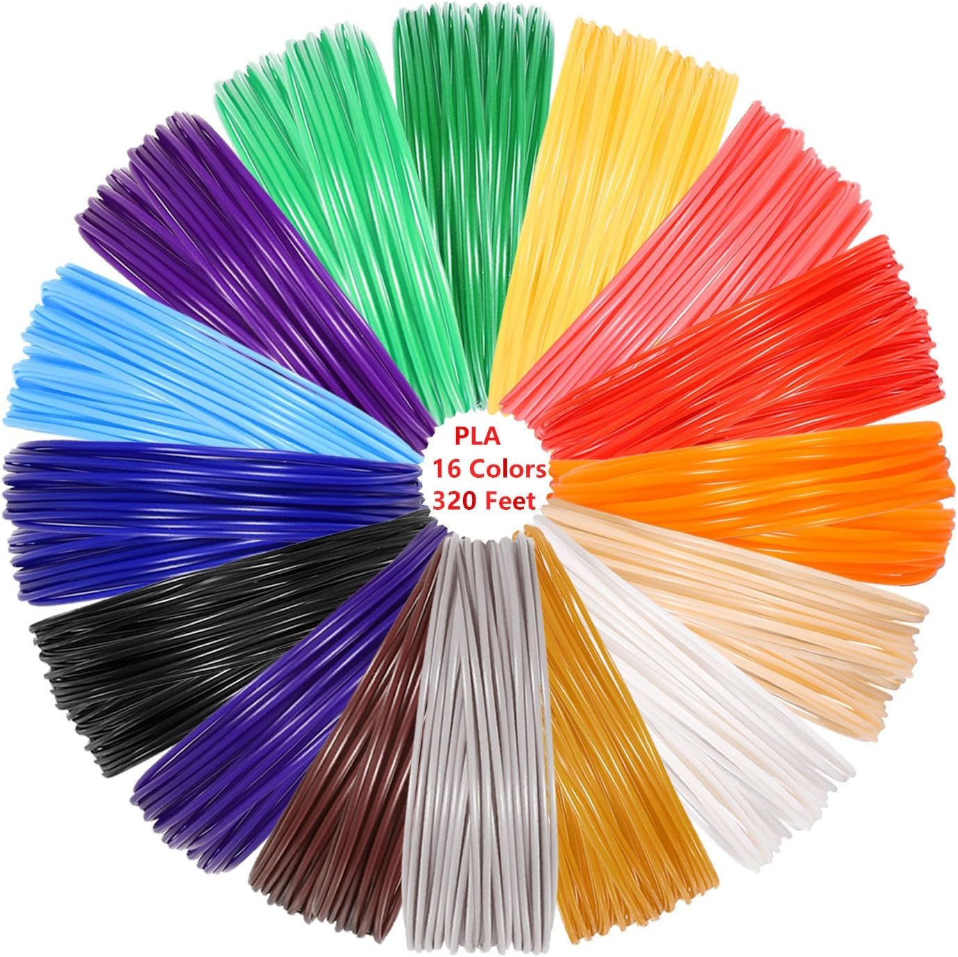 Afufu 3D Pen PLA Filament Refills 1.75mm 16 Piece 20 Feet Each Color 3D Printing Filament in Multi Color (320 Feet)