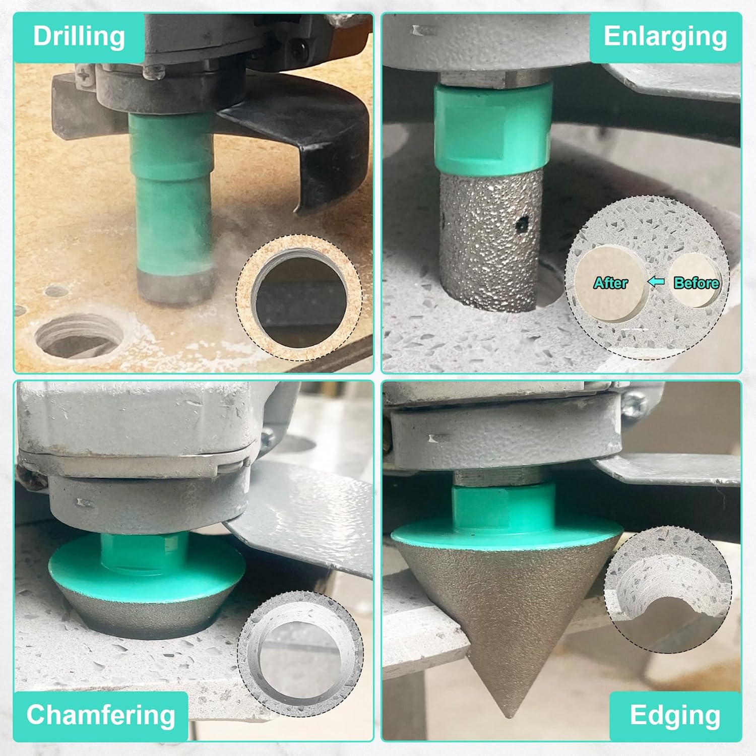 Diamond Core Drill Bits Tile Hole Saw Chamfer Bit 5/8"-11 Thread for Porcelain Tile Ceramic Marble Brick Concrete (20mm, 35mm, 20mm)