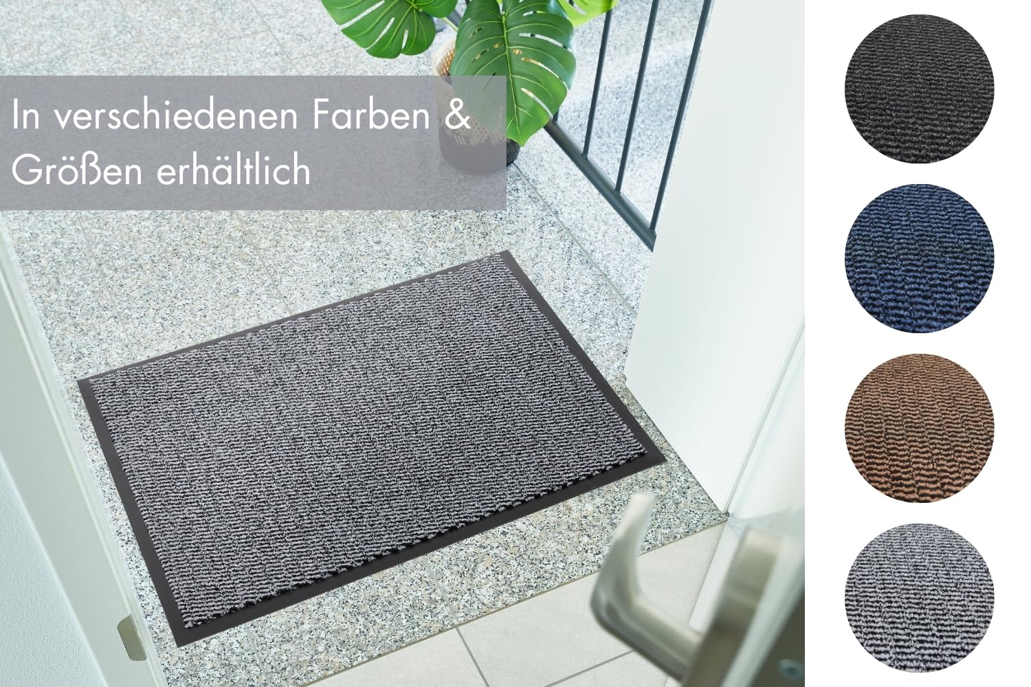 andiamo Fußmatte Easy - Schmutzfangmatte, Türmatte & Fussmatte für den Eingangsbereich - Läufer Flur nimmt Schmutz effektiv auf - 90 x 150 cm in Hellgrau