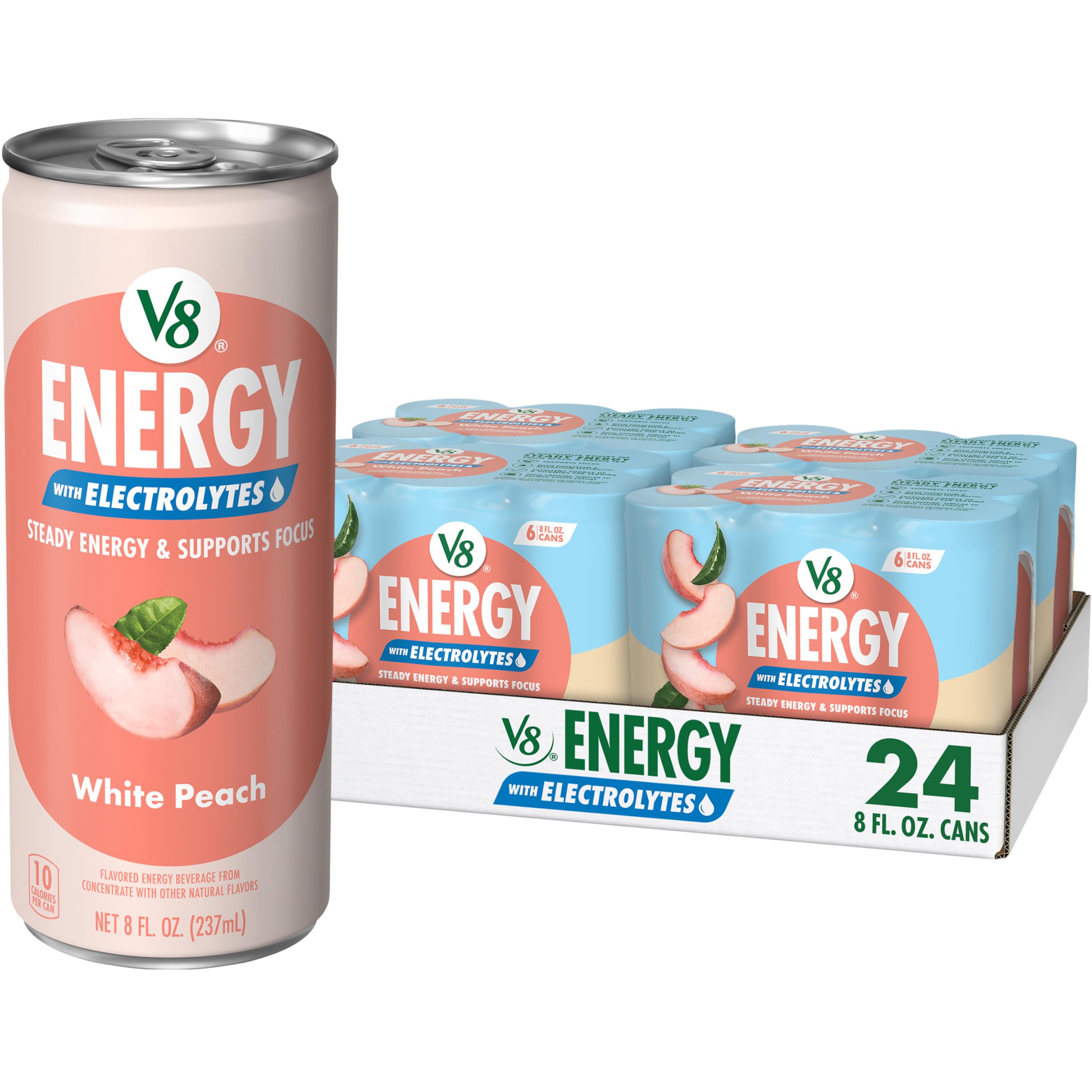 Amazon.com : V8 Energy with Electrolytes White Peach Energy Drink
