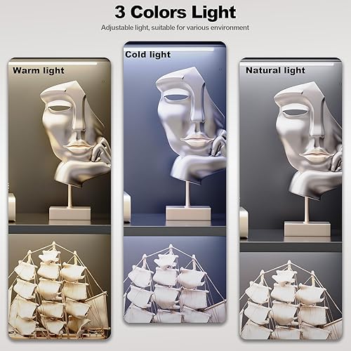 Miniatura 3 de Vitrina de 63 pulgadas de alto con puertas de cristal, vitrina alta con luces LED, vitrina para coleccionables, vitrinas de cristal con 3 estantes