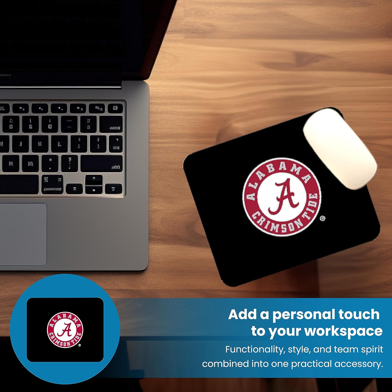 OTM Essentials University of Alabama Standard Fabric Mouse Pad, Desk Accessories, Standard Fabric Gaming Mouse Pad - Image 7