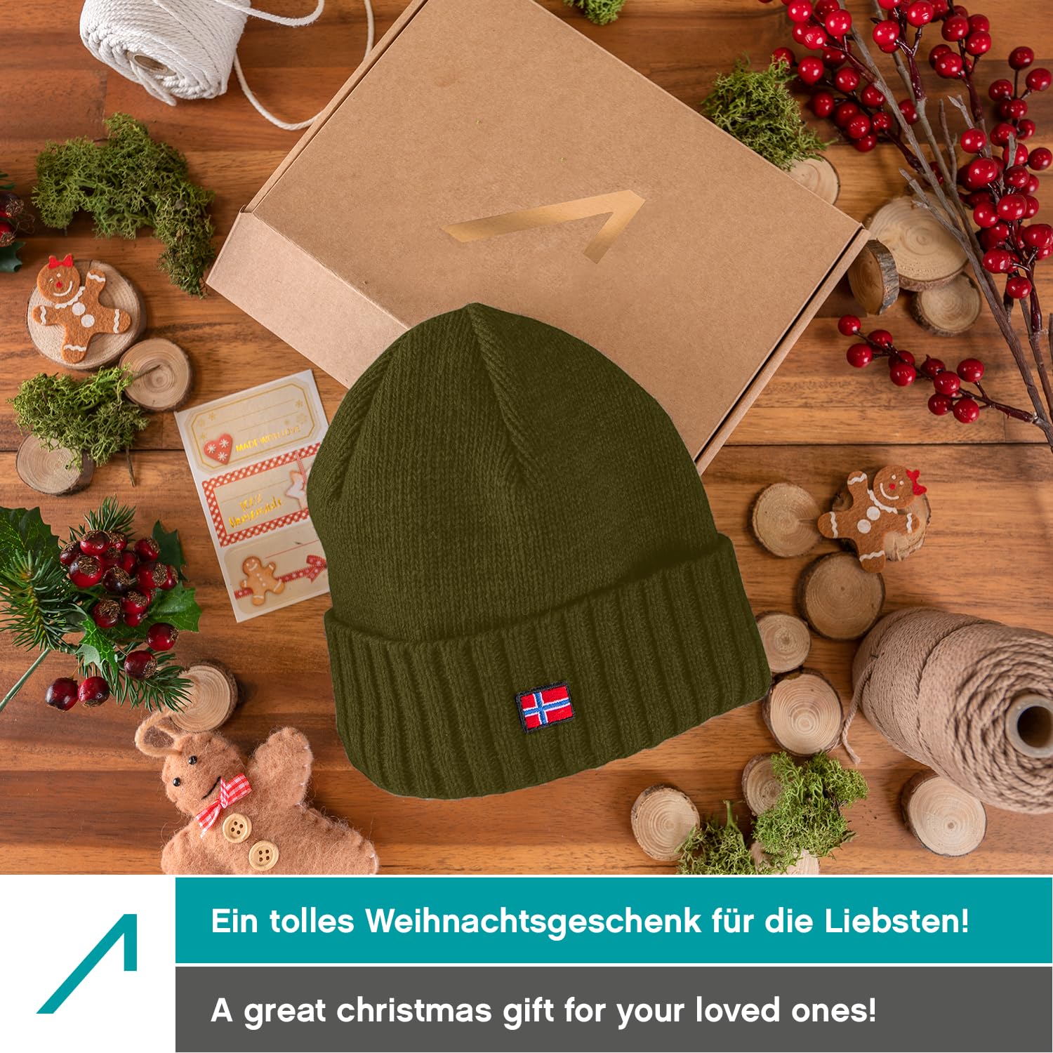 ACE Norway Gorro de invierno - gorro de lana de oveja de punto para adultos - gorro de lana para mujeres y hombres