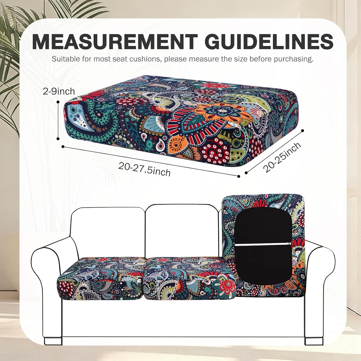 hyha 4Pcs Patio Cushion Covers, Stretch Outdoor Couch Cushion Covers Replacement, Washable Outdoor Chair/Sofa Slipcovers for Patio Furniture Cushions Protector with Elastic Bottom(Paisley,Cover Only)