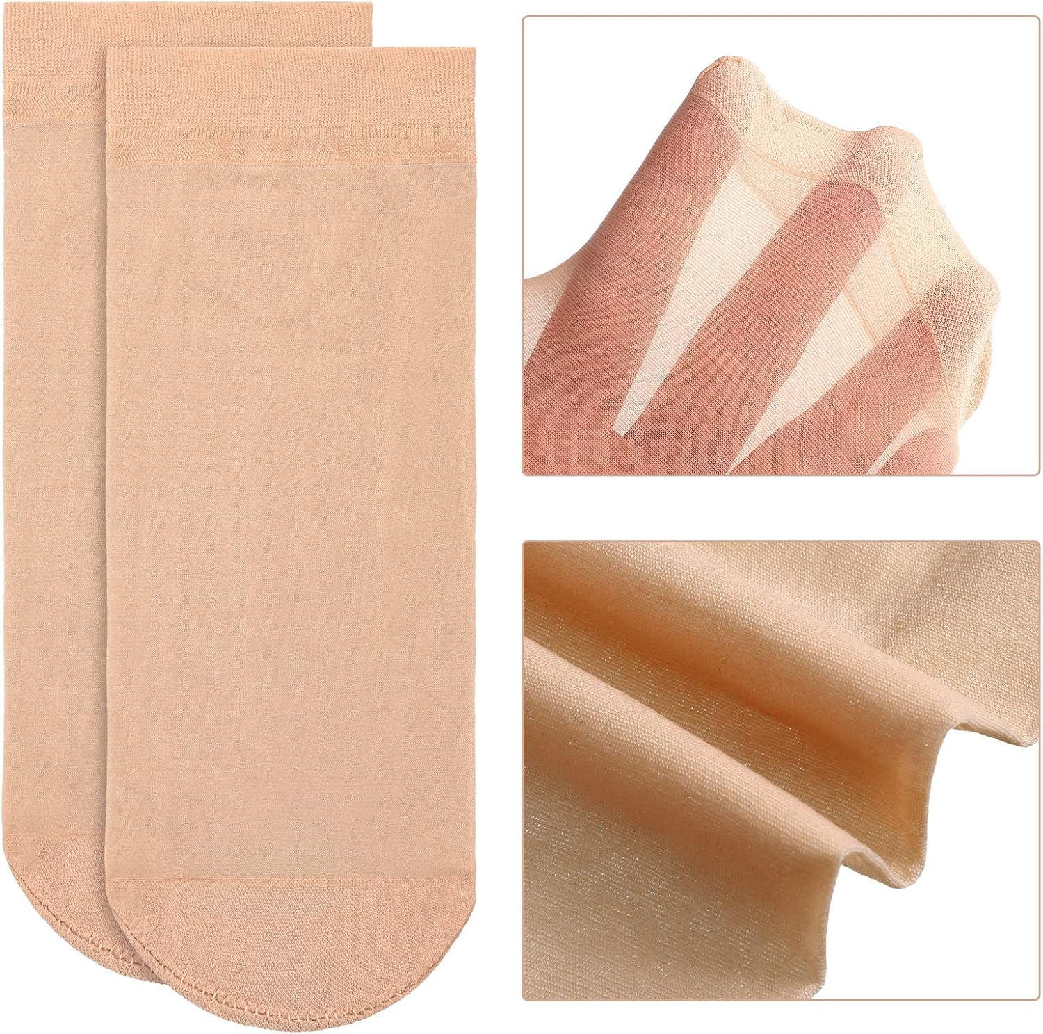 Geyoga 100 Pairs Women's Sheer Ankle Socks Bulk Thin Nylon Socks for Women Skin Tone Hosiery Nylon Stockings for Lady