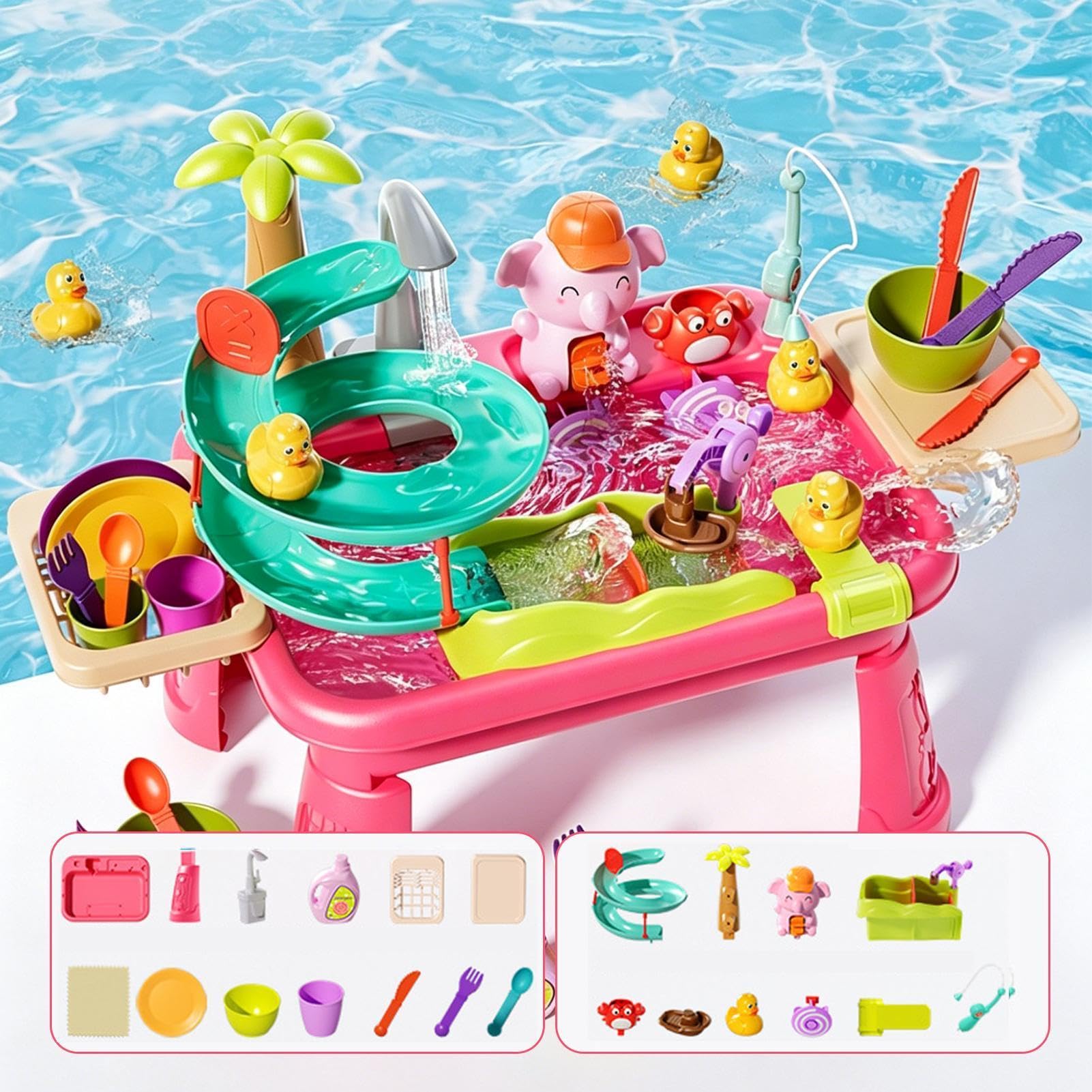 Spielwaschbecken mit fließendem Wasser Angelspielzeug für Kinder | Kinderwaschbecken für drinnen und draußen, im Garten, auf dem Hof, am , als sommerliche Spaßaktivität für und Mädchen