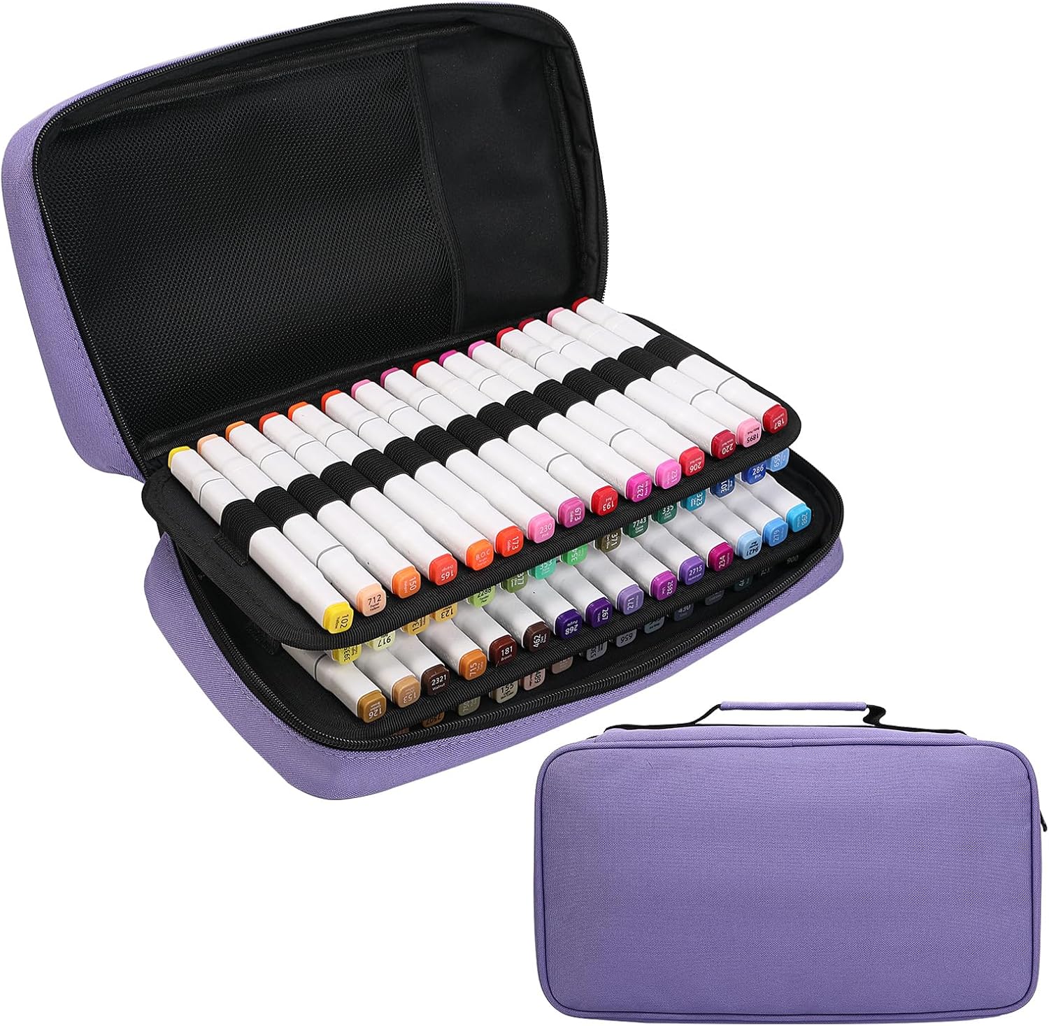 60 Slots Marker Organizer Case, Large Pencil Pouch for 60 Markers Big Capacity Marker Storage Bag Pen Case with Carrying Handle