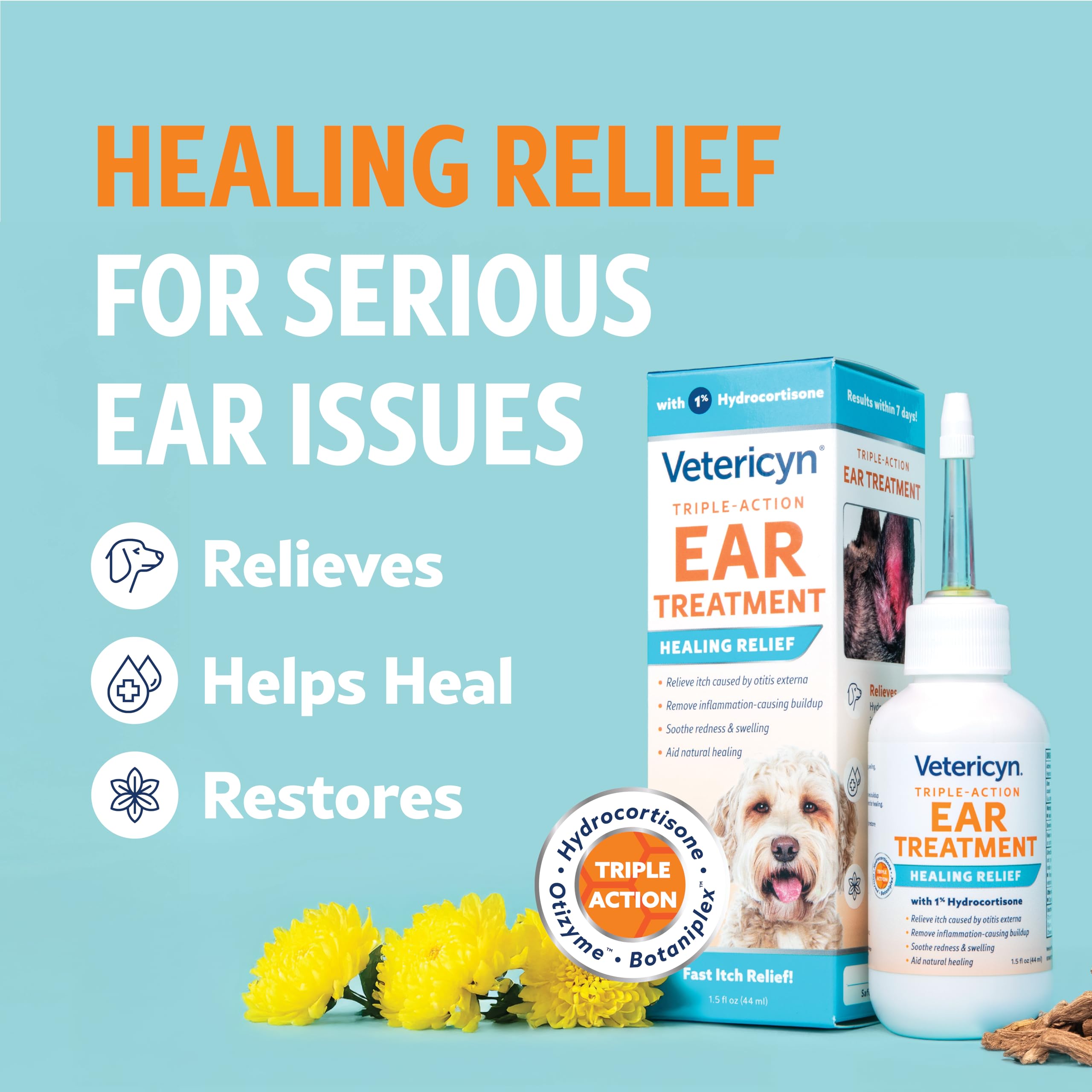 Vetericyn Triple-Action Ear Treatment for Dogs & Cats - 1% Hydrocortisone Ear Drops for Dog Ear Infection Relief - Fast Itch Relief & Healing with Otizyme Blend. 1.5 Ounce - image 6
