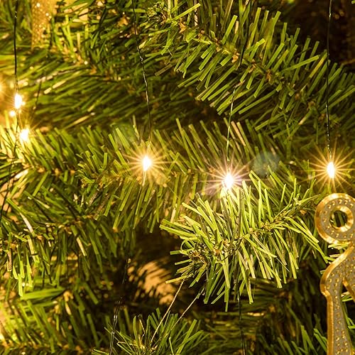 Miniatura 4 de AWQ Guirnalda de 200 luces LED de 6.6 pies x 10 pulgadas para árbol de Navidad, 8 modos, guirnalda de luces LED alimentada por USB con control