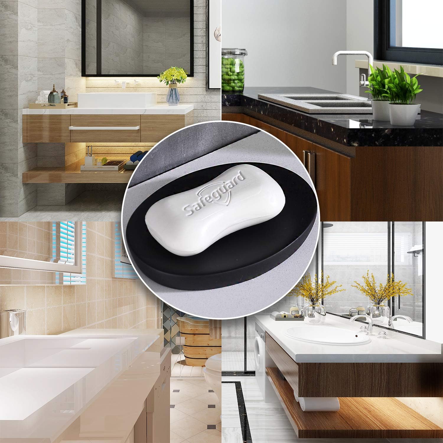 Matte Black Soap Dish Holder Matte Soap Dish,Soap Holder for Bathroom Kitchen Wash Room Vanity to Place Soap, Sponges, Small Jewelry Tray Storage and so on.(Black)