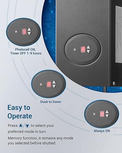 Miniatura 5 de DEWENWILS Transformador de paisaje de bajo voltaje de 120 W, transformador al aire libre con temporizador y sensor de fotocélula, 120 V CA a 12 V