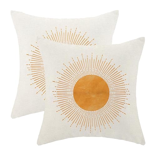 Summer Pillow Covers 18x18 Set of 2 Orange Sunshine Sunset