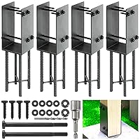 Vista 15 de 4"x4" (Real 3.5"x3.5") Soporte de poste en U de acero inoxidable, anclaje de poste para hormigón húmedo, soporte de base de poste resistente