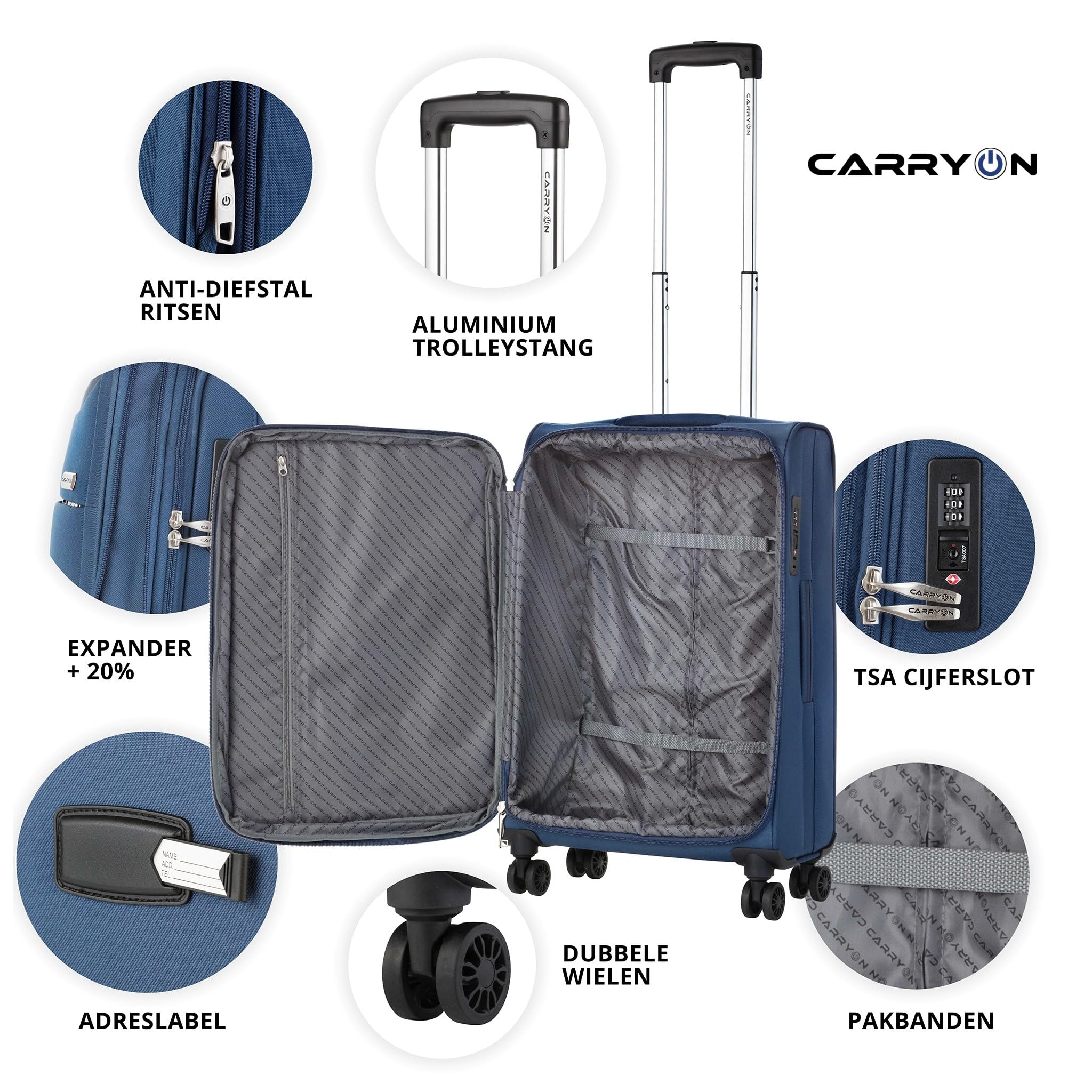 Air – Valigia morbida da cabina 55 cm 41 litri leggera con serratura TSA (Blu, Piccolo)