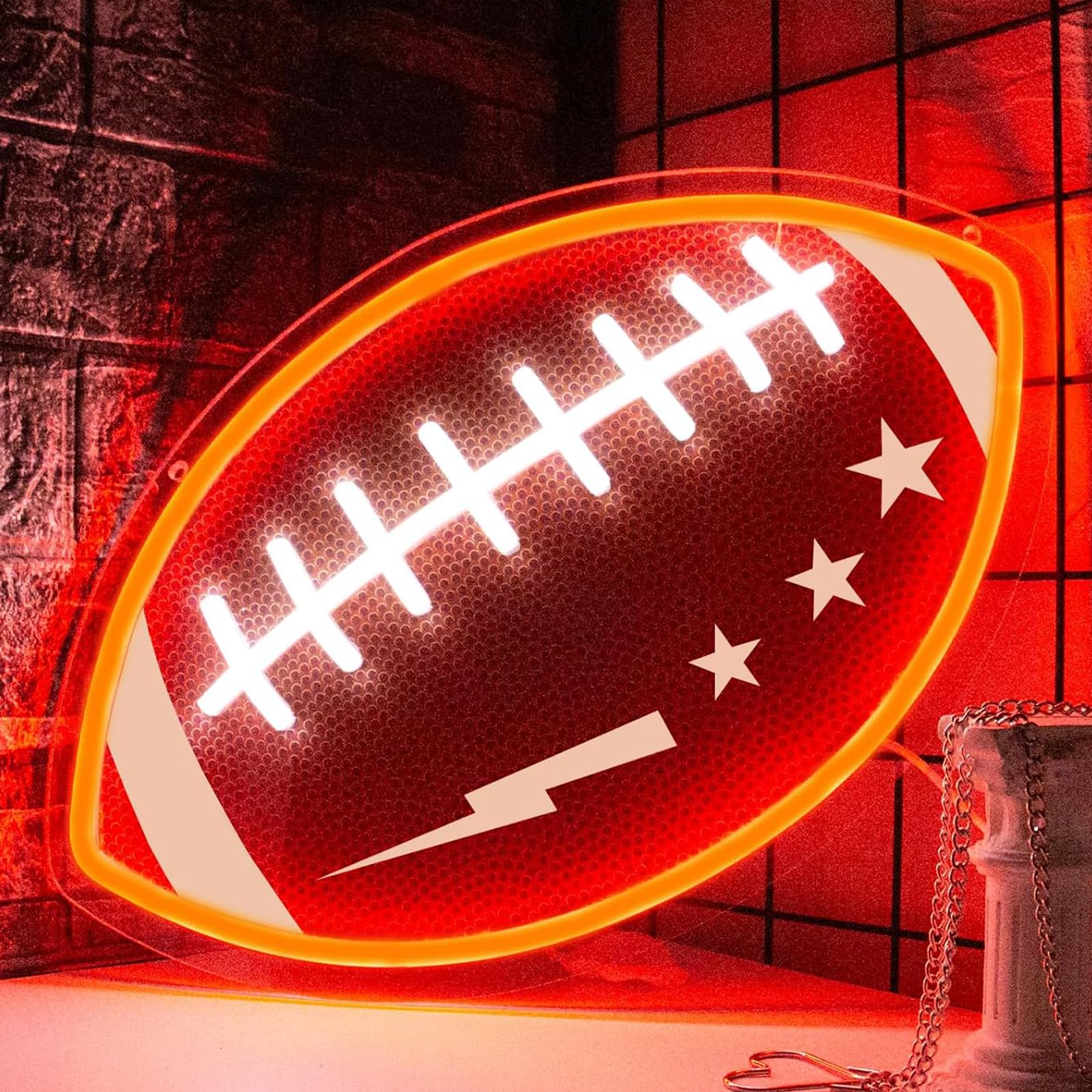 Football Lightning Speed UV Print Neon Sign for Man Cave Bedroom Room Lights Neon Light Up Signs Decorations Birthday Party