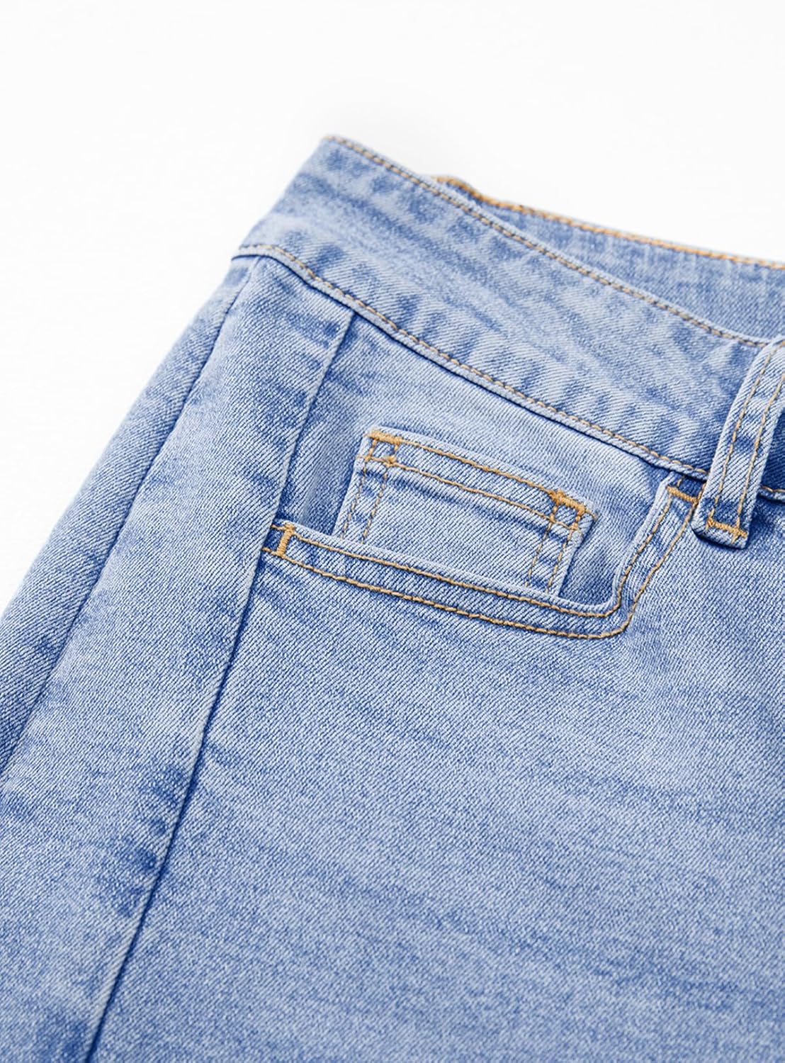 Sidefeel Women's Capri Jeans High Waisted Wide Leg Stretchy Raw Hem Side Seam Zimbaplatinum Denim Pants - Image 8