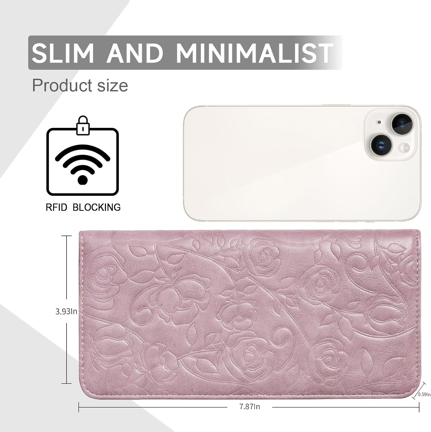 Wallet Women Ultra Slim Thin Womens Wallet RFID Blocking Bifold Clutch Long Ladies Wallet Rose PURPLE - Image 5