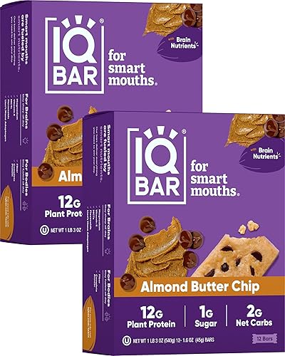 Miniatura 105 de IQBAR - Barras de proteínas de plantas para cerebro y cuerpo, bajas en carbohidratos, altas en fibra, sin gluten, bocadillos veganos saludables