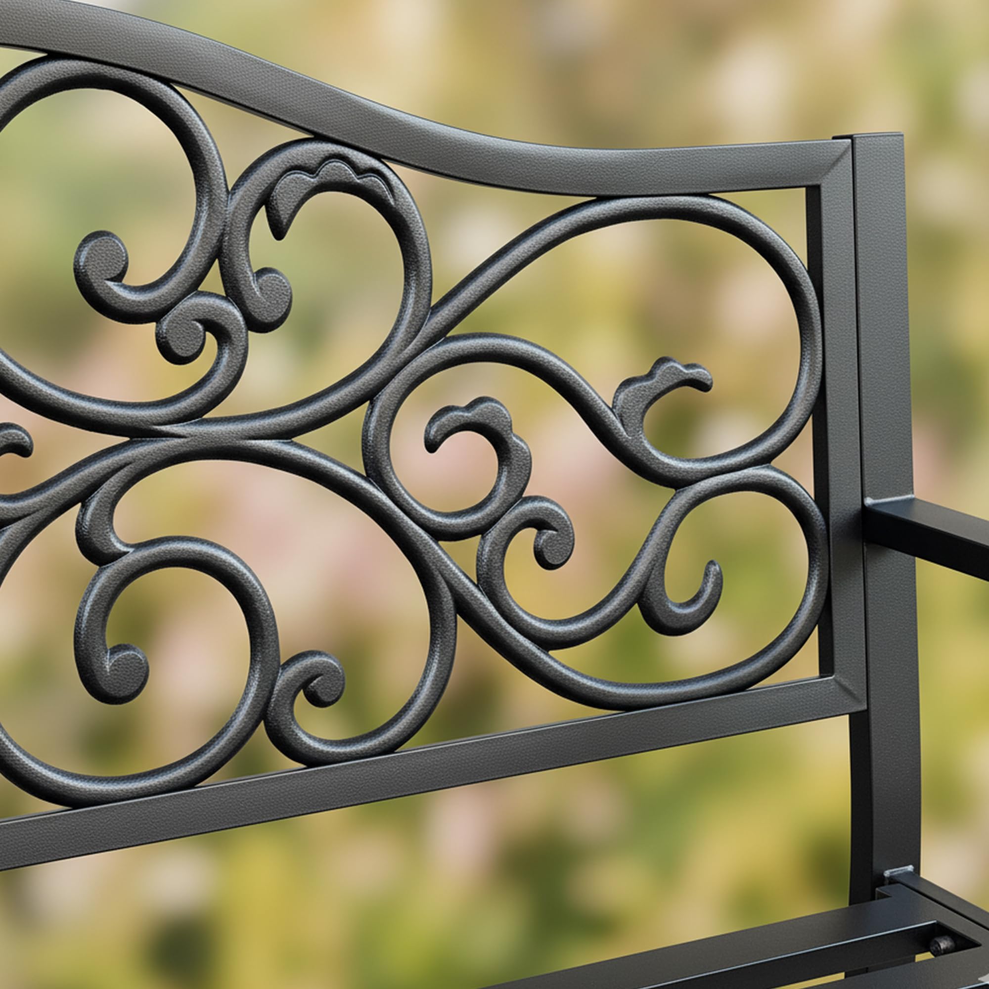 AKORD Panchina da Giardino IRGA con Gambe in Acciaio e Schienale in Ghisa | Panca da Esterno | Panchine Esterna con Bracciolo | Panche Moderno Resistente alle Intemperie | Larghezza 127 cm | Nero