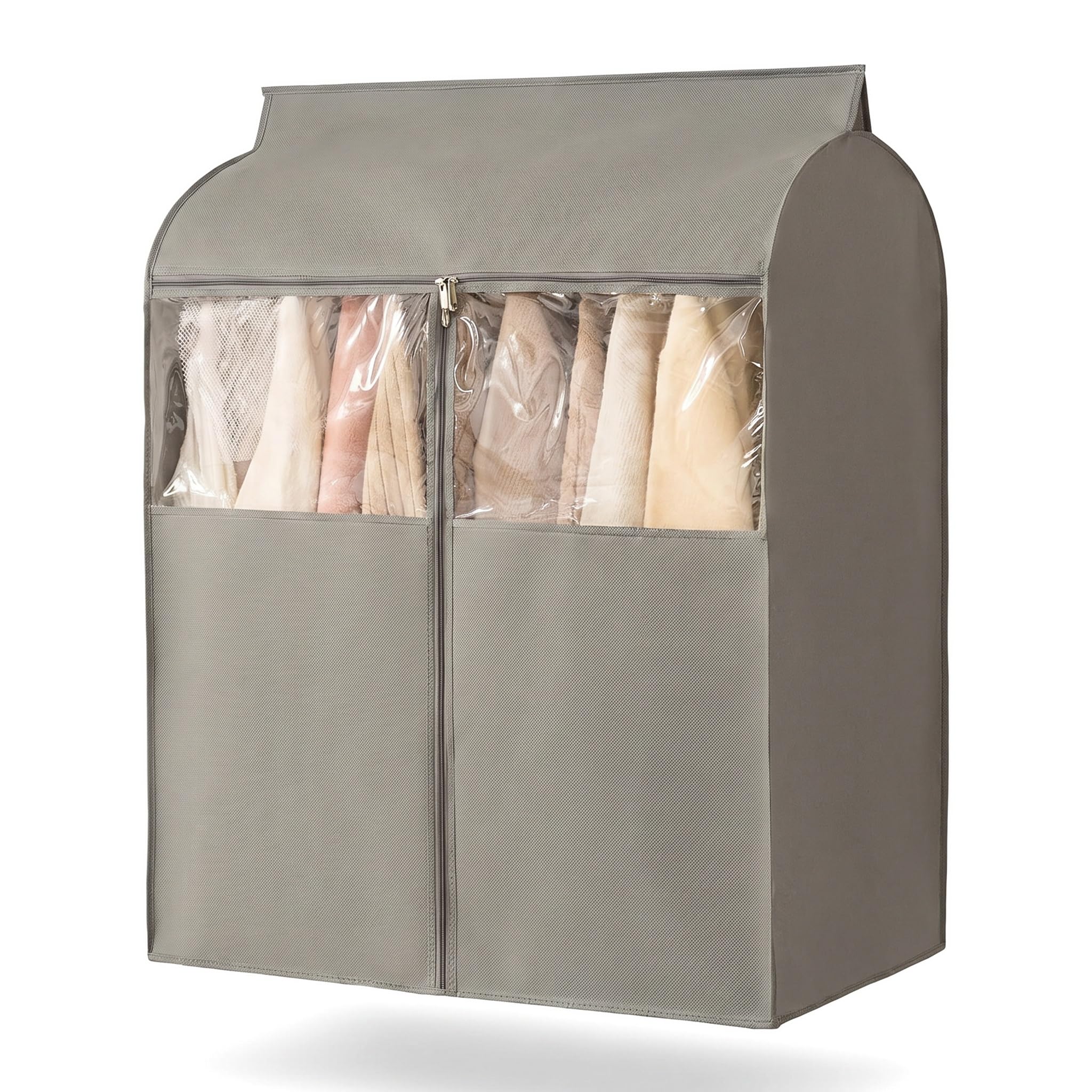 Ampia Copertura Grigia per Appendiabiti, Borsa Porta Abiti Traspirante in Tessuto Non Tessuto con Cerniera, Protezione Resistente per Abiti da Armadio, 52×52×120 Grey 96×52×120cm