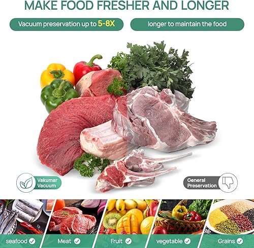 Miniatura 6 de Vakumar Bolsas selladoras al vacío, paquete de 2 rollos de 8 x 60 pies para alimentos, sellar una comida, grado comercial, sin BPA, grado comercial,